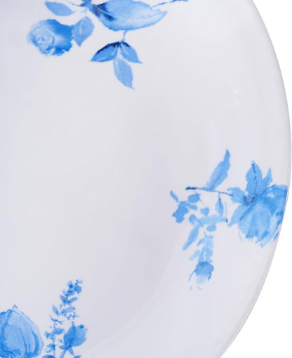 Cottage Blue 12.9'' x 6.9'' Serving Platter, Durable, Shatter-Resistant, and Dishwasher Safe Melamine Platter for Appetizers, Main Courses, Desserts, or Cheeses - White