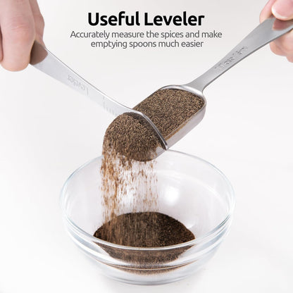 Measuring Spoons: U-Taste 18/8 Stainless Steel Measuring Spoons Set of 9 Piece: 1/16 TSP, 1/8 TSP, 1/4 TSP, 1/3 TSP, 1/2 TSP, 3/4 TSP, 1 TSP, 1/2 tbsp & 1 tbsp Dry and Liquid Ingredients