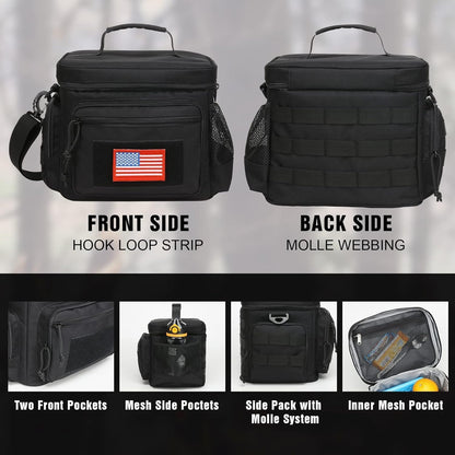 Lunch Box for Men, Tactical Lunch Bag MOLLE Webbing Leakproof Insulated Lunch Cooler Women Adult Meal with Adjustable Shoulder Strap Lunch Pail (Blue)