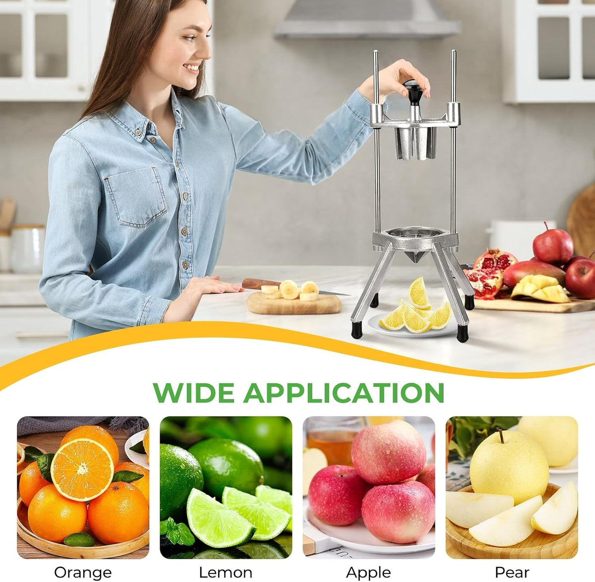4-in-1 Commercial French Fry Cutter, 4-Blade Vegetable Chopper