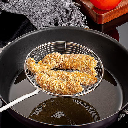 IQCWOOD Spider Strainer with Wood Handle - 5.5 Inch Fryer Scoop