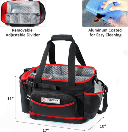 Large BBQ Organizer with Molded Hard Base, Compatible with Blackstone Outdoor Utensil Bag for Camping, Picnic & Tailgating, Portable Cooking Accessories Tote, Gift for Men