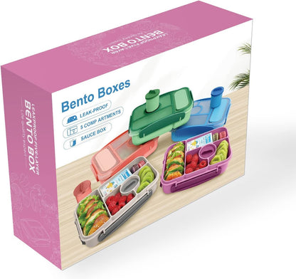 Lunch Box Kids,Bento Box Adult,Lunch Containers for Adults/Kids/Toddler,5 Compartments Bento Lunch Box with Sauce Vontainers,Microwave & Dishwasher & Freezer Safe(Purple)
