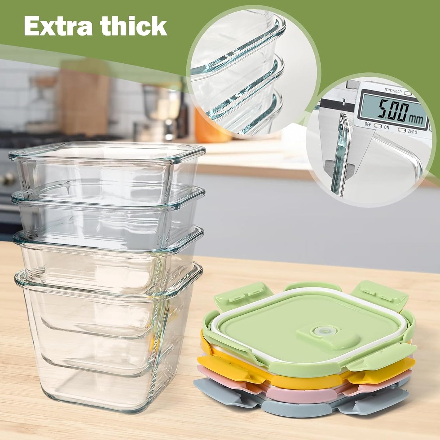 200oz/6000ml/26cup Extra Large Glass Storage Containers with Airtight Lid - Borosilicate Large Glass Food Storage for Rotisserie Chicken, Turkey - XL Big Glass Soup Bowls Freezer to Oven Safe