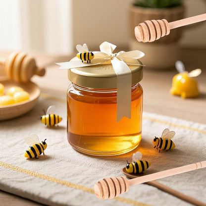 6 inch Wooden Honey Mixing Stirrer Dipper Stick Collecting Dispensing Drizzling Honey Spoon Dipper Jam Portable Wedding Party Gift (100, 6Inch)