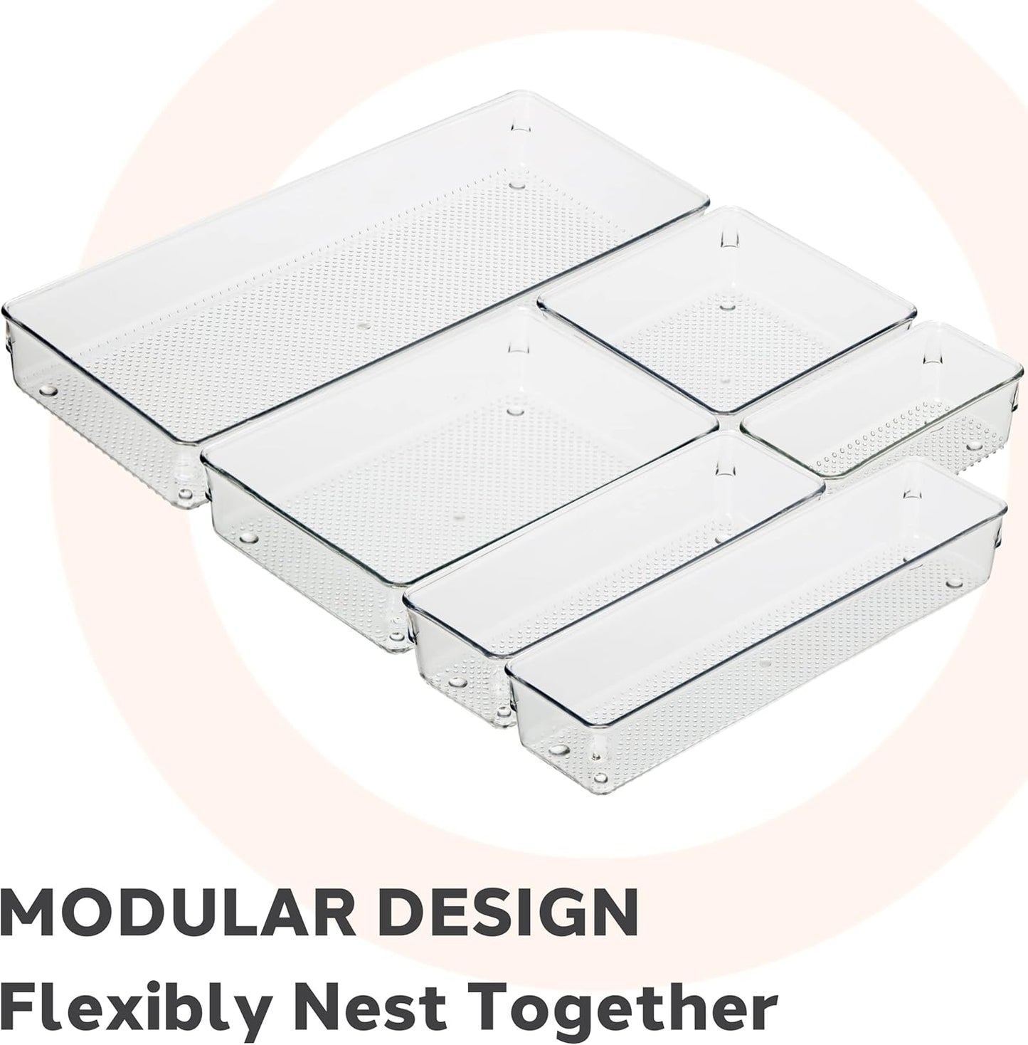 Oggi Clear Drawer Organizer - 3" X 12.5" - Ideal for Organizing Kitchen Drawers, Office, Desk, Silverware, Kitchen Utensils, Cosmetics and Bathrooms