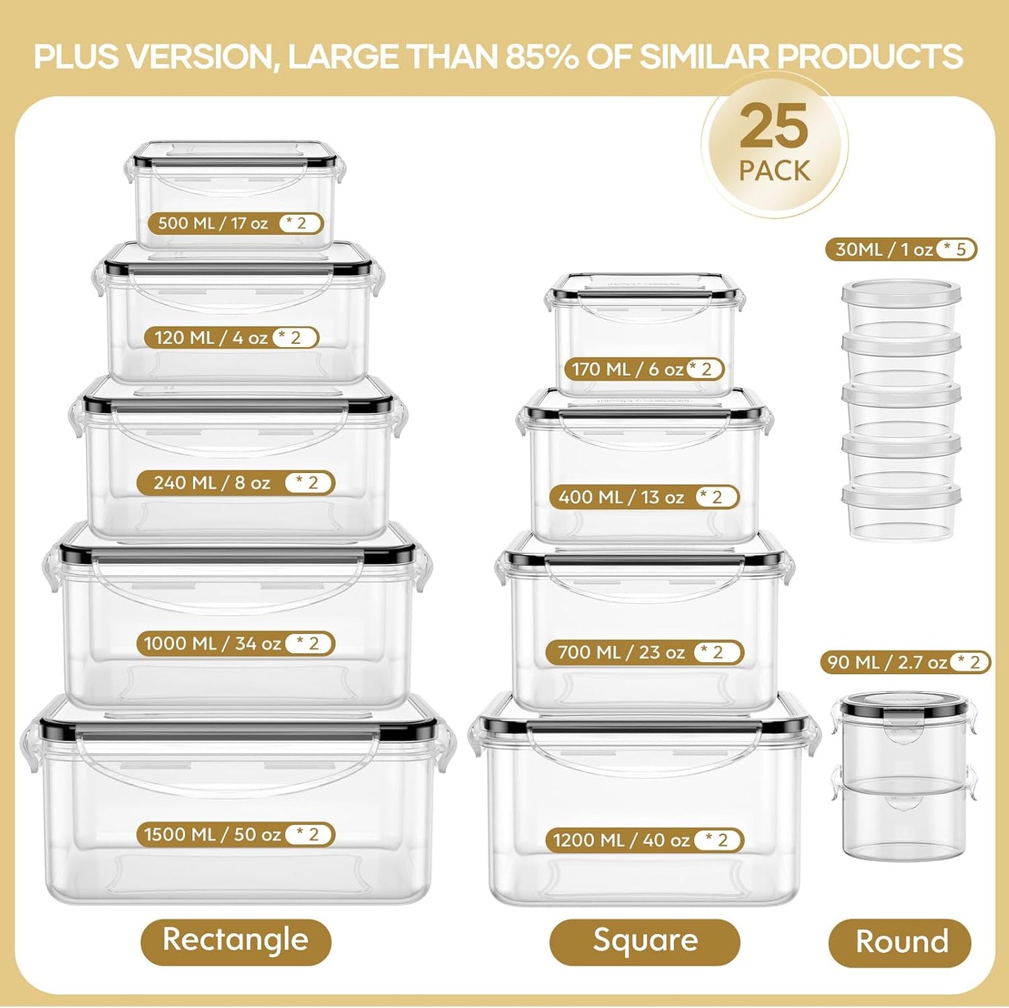 HOMETALL 40 PCS Food Storage Containers with Lids Airtight, 100% Leakproof Plastic Meal-Prep Containers Reusable(20 Containers & 20 Lids),Microwave and Dishwasher Safe, Includes Labels & Pen