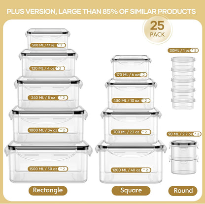 HOMETALL 40 PCS Food Storage Containers with Lids Airtight, 100% Leakproof Plastic Meal-Prep Containers Reusable(20 Containers & 20 Lids),Microwave and Dishwasher Safe, Includes Labels & Pen