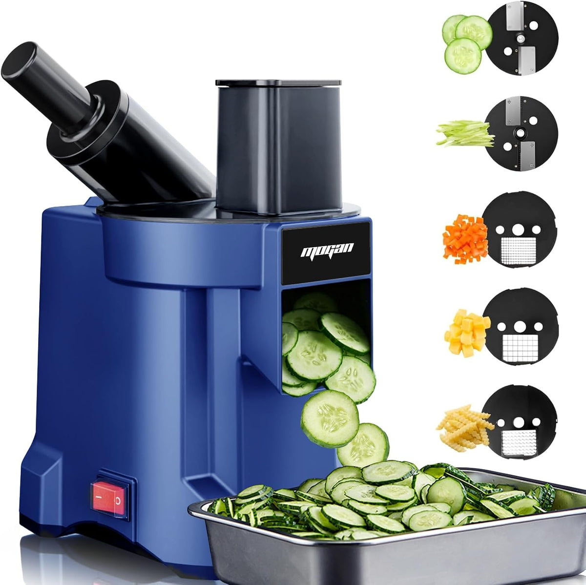 MOGAN 5-In-1 Electric Vegetable Cutter, Commercial Vegetable Dicer Slicer