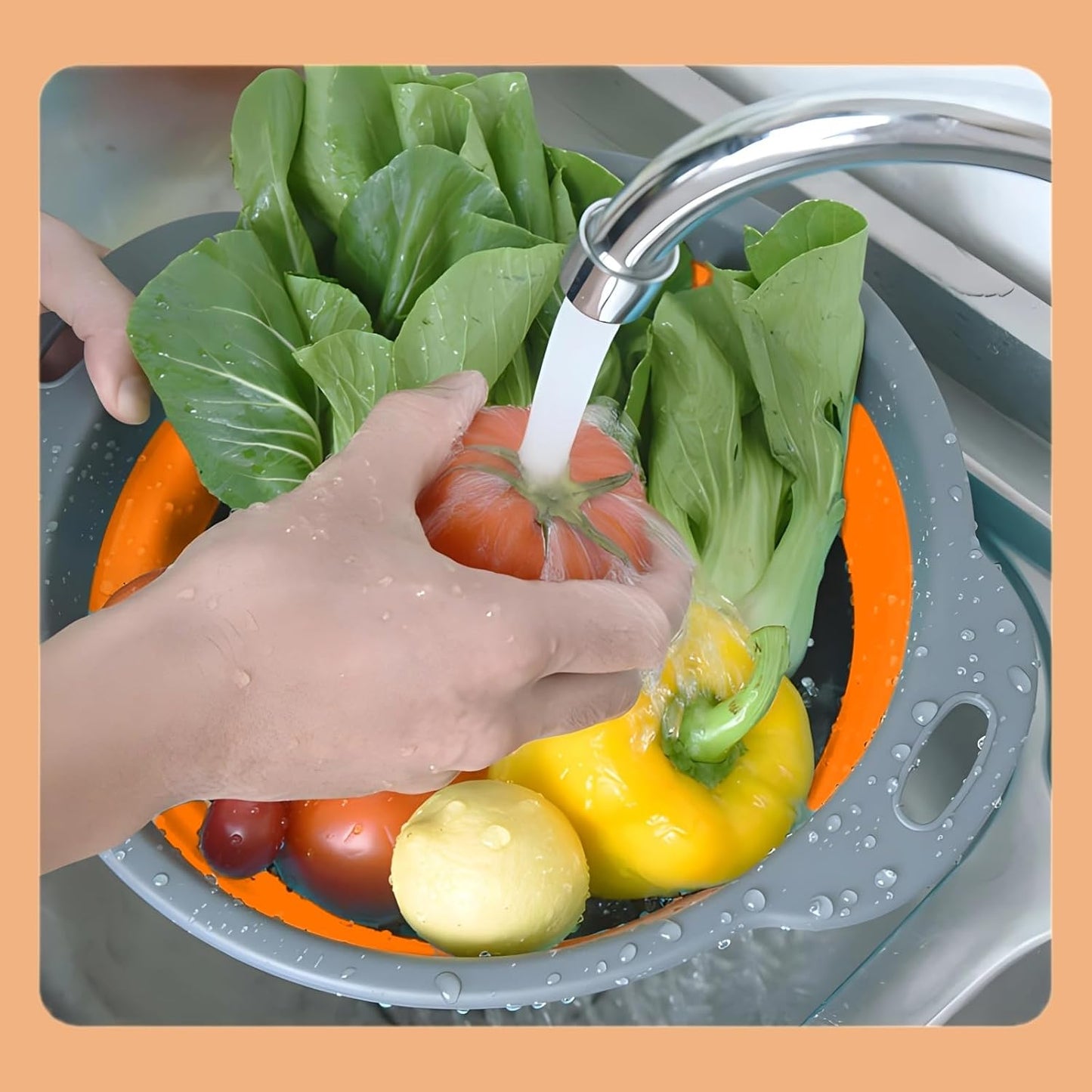 Collapsible Colander Set, 3 Pack Silicone Strainers for Kitchen-BPA Free Space Saving Design Dishwasher Safe Over Home Draining, Pasta Food Vegetables and Fruits