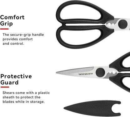 Kitchen Scissors for Food, HUNTER.DUAL Heavy Duty Come Apart Poultry Shears for Cooking, All Purpose for Cutting Chicken, Meat, Fish & Vegetables (Auqa, 8.35 Inch)