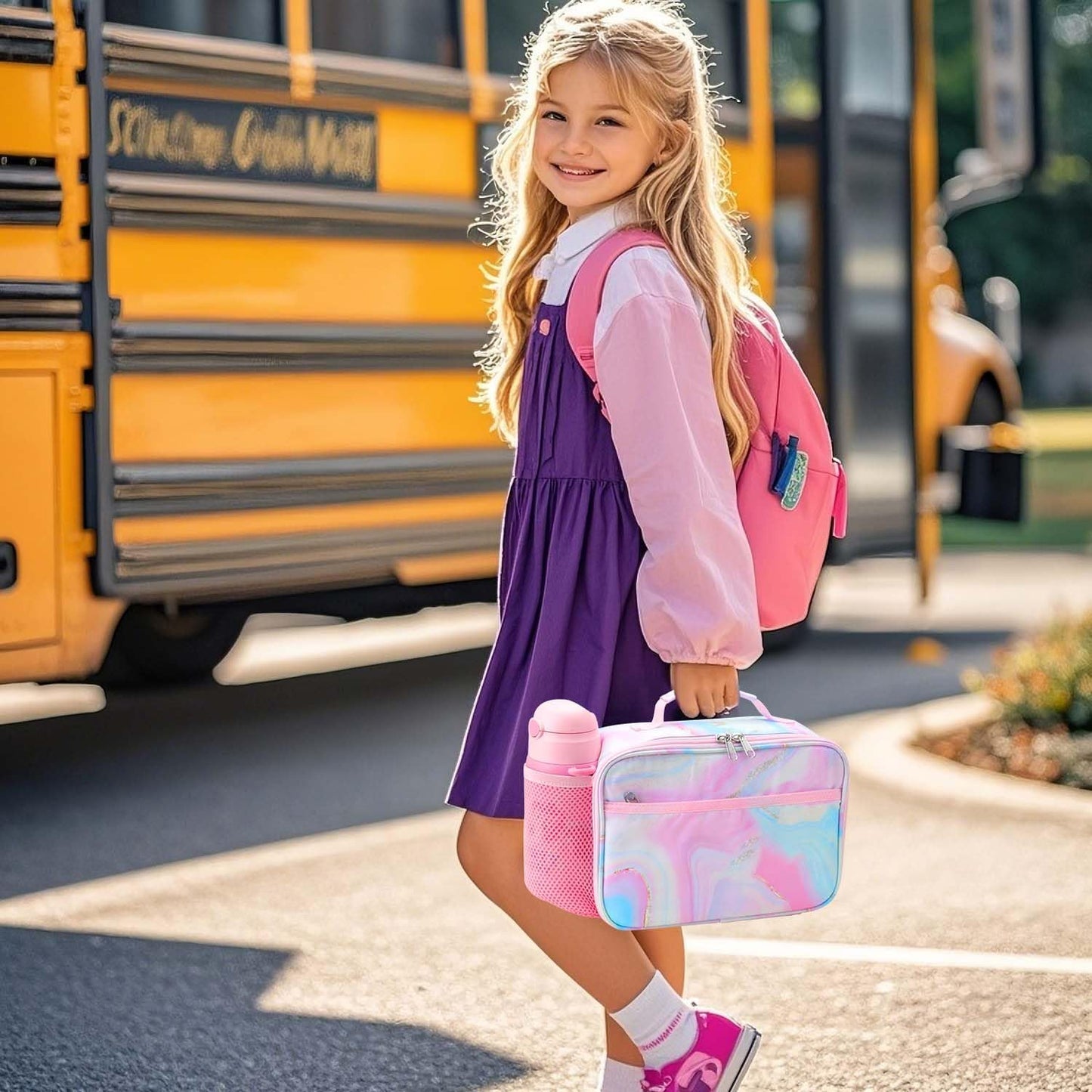 RHCPFOVR Kids Lunch Bag - Insulated Lunch Box for Boys Girls,Washable Lunch Bag and Reusable Toddler Leak-proof Lunchbox for School and Daycare - Colors A