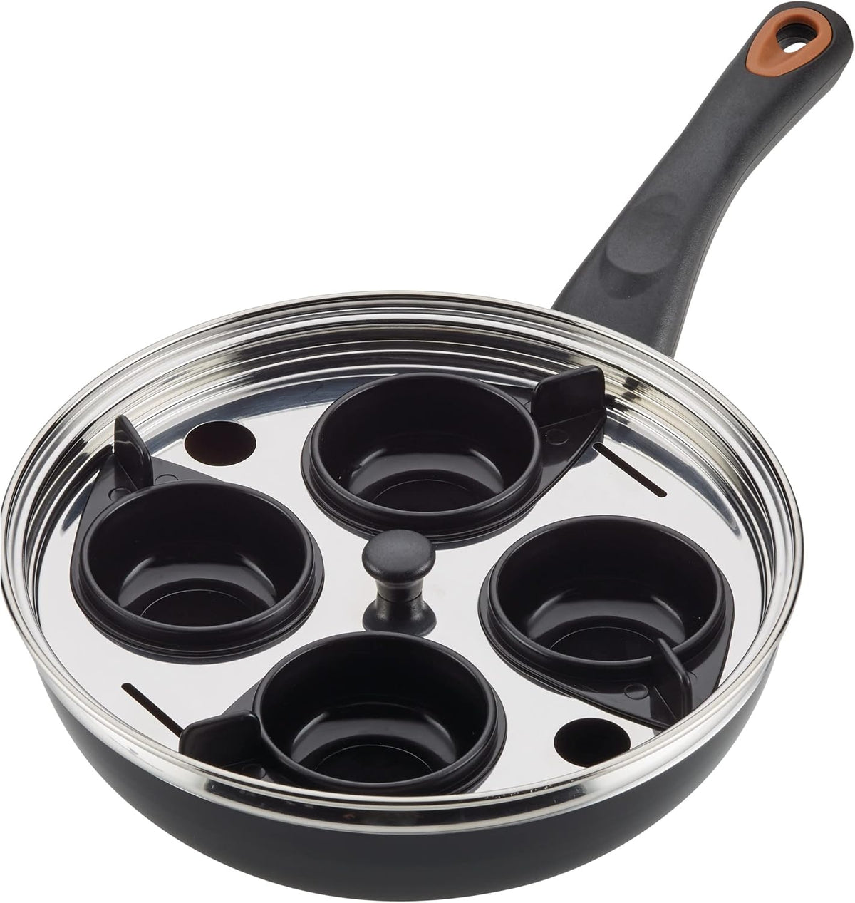 Farberware Glide Copper Ceramic Egg Poacher Pan Nonstick 4 Eggs, 8-Inch
