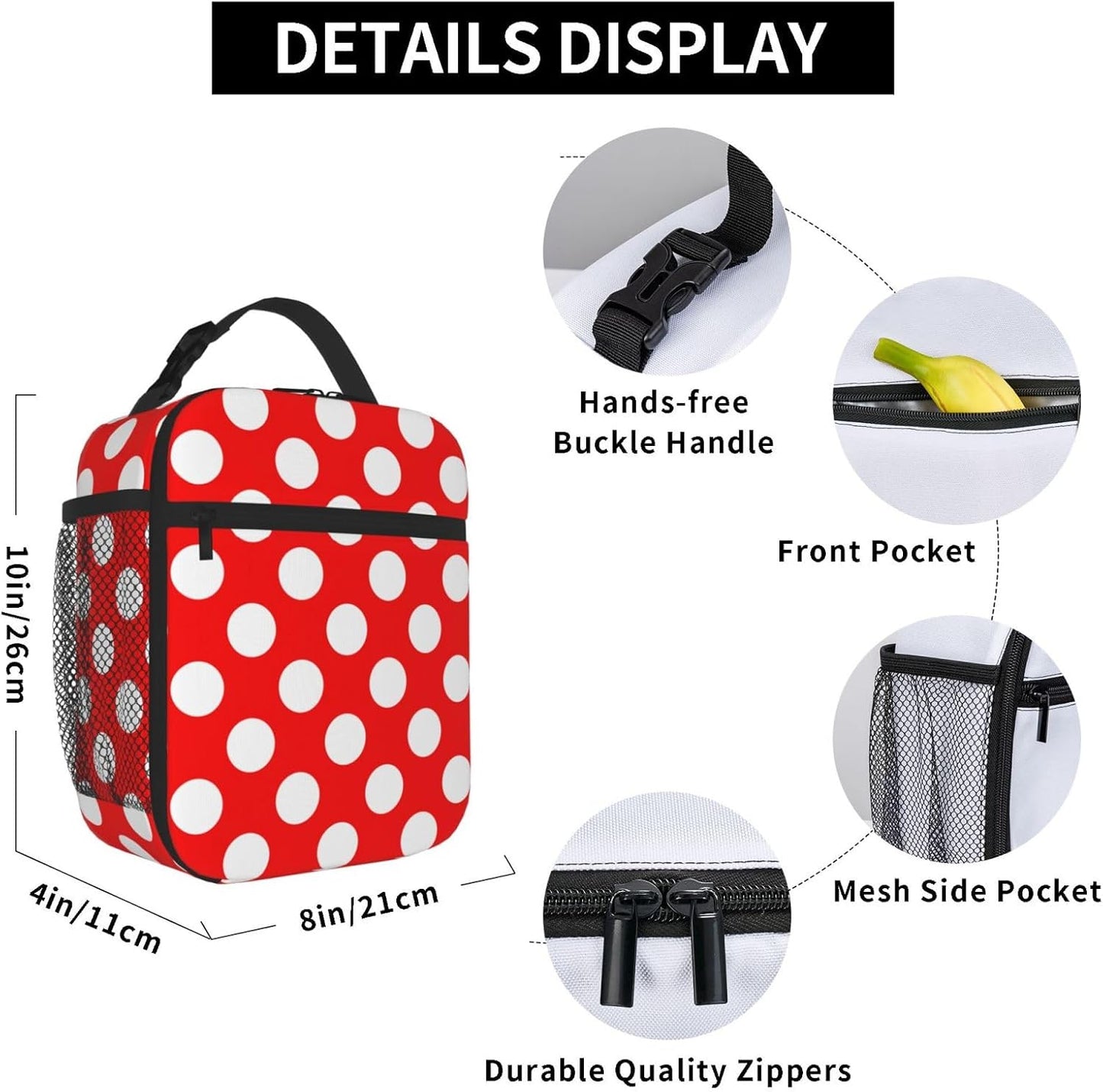 70s Retro Mushroom Floral Insulated Lunch Bag Reusable Cooler Lunch Box Portable Leakproof Thermal Container Tote Bags for Girls Boys School Travel