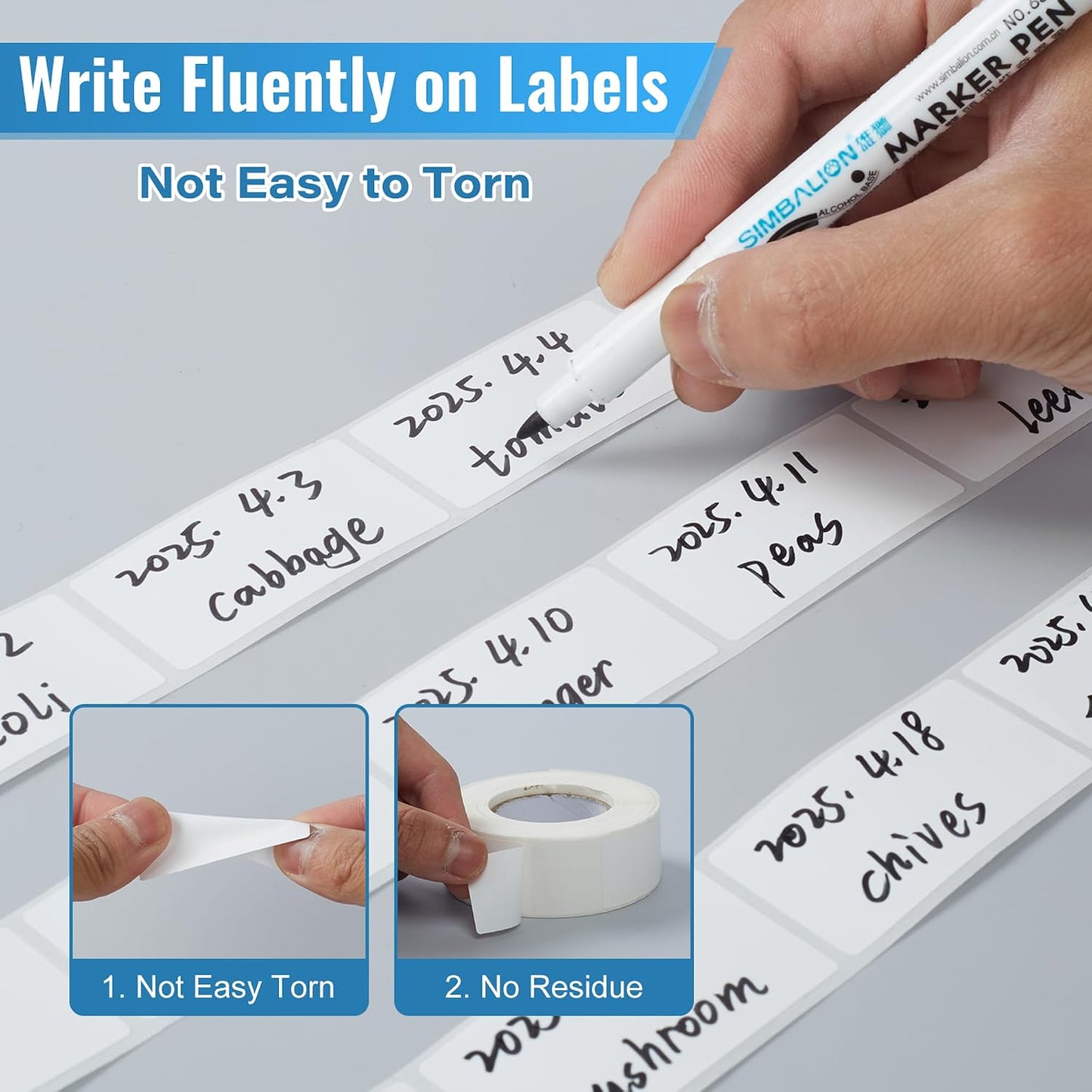 500 Pcs Freezer Labels, 1 x 3 Inch Refrigerator Food Label Stickers, No Residue, Easy Peel Off, Water & Oil Resistant, Labels for Food, Freezer Bags, Jars, and Containers