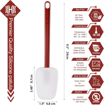 3 PCS Commercial Grade Heat Resistant Silicone Spatulas, 9.5-Inch Rubber Spatulas for Baking, Nonstick & BPA-Free
