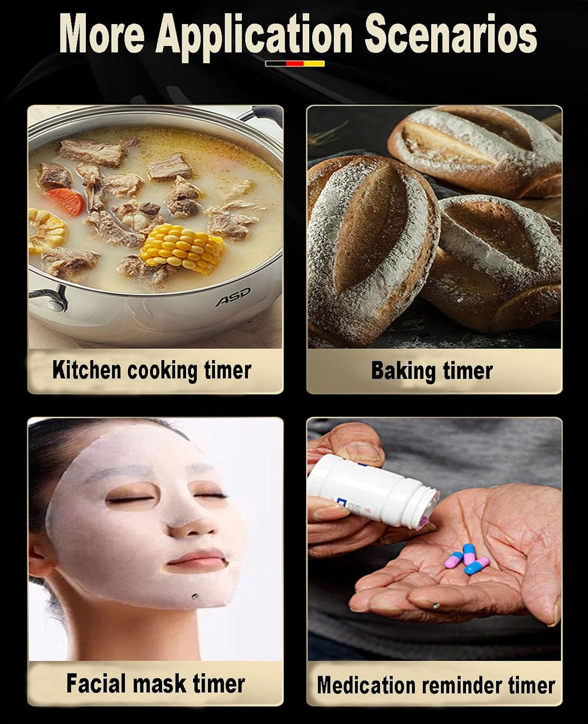 Visual Timer for Cooking Classroom, No Batteries Required，Magnetic (White)