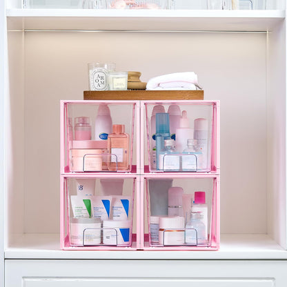 Vtopmart 8 Pack Large Stackable Storage Drawers,Clear Acrylic Drawer Organizers with Handles, Easily Assemble for Fridge, Bathroom,Kitchen Undersink,Cabinet,Pantry Organization and Storage