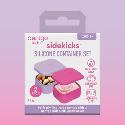Bentgo Sidekicks 2-Pack Silicone Container Set - Dipping Sauce Cups for Condiments & Small Snacks, Reusable, Durable, & Leak-Proof Liquid Storage, Salad Dressing Container - 2.6 oz (Lavender & Pink)