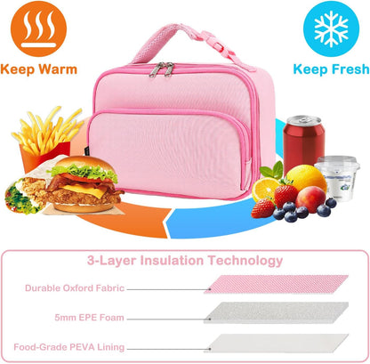 FlowFly Kids Lunch box Insulated Soft Bag Mini Cooler Back to School Thermal Meal Tote Kit for Girls, Boys, Astronaut - Colors A