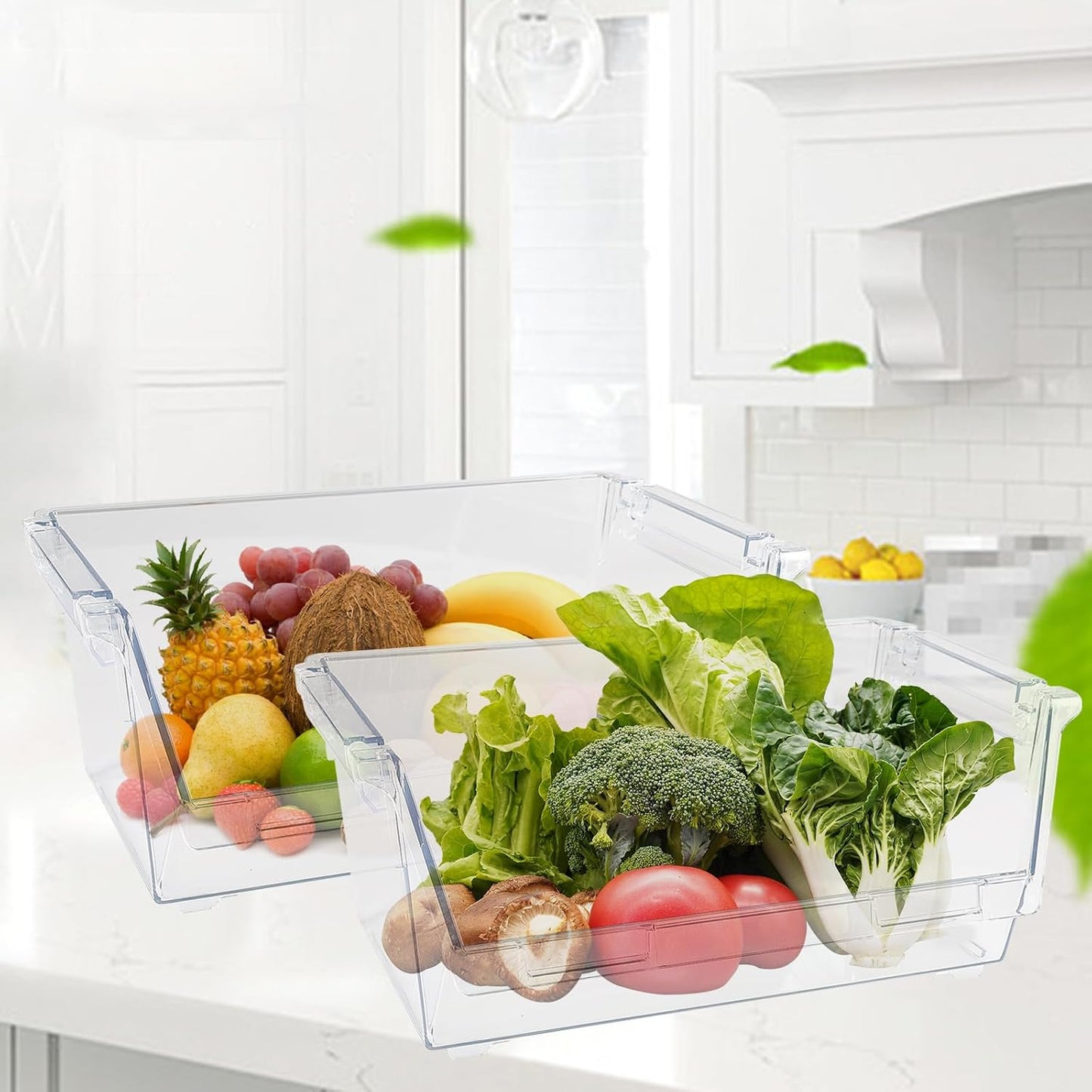 Potato and Onion Storage Bin for Pantry,Clear Stackable Plastic Storage Bins with Handles,Closet Storage Bin Open Front for Kitchen Pantry Bathroom,Onions and Potatoes,Fruits Vegatable Basket