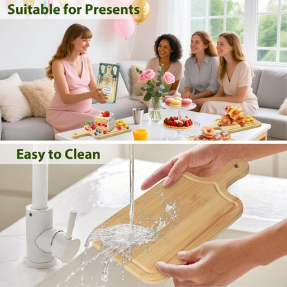 AZEAM 12 Sets Baby Bridal Shower Prizes for Game Winners, Bamboo Mini Cheese Board Set with Knife Fork and Present Box, Small Charcuterie Board Bulk for Party Wedding Guests Present