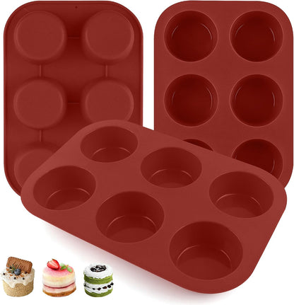 3-Pack 6-Cup Silicone Muffin Pans, Nonstick Cupcake Baking Molds, Muffin Cupcake Pans Molds for Baking, BPA/PFA-Free, Dishwasher & Oven Safe Pumpkin