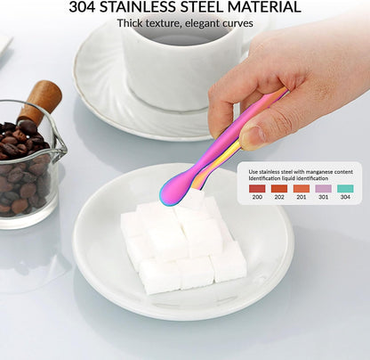 4.33 Inch Stainless Steel Ice Tongs for Ice Bucket，Metal Sugar Cube Mini Tongs，Set of 3 (Black-A)