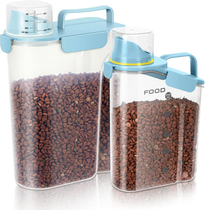 LEAWALK 5-7Lbs Dog Cat Food Storage Container with Upgraded Large Nozzle BPA-free, 4 Snap Seals Plastic Pet Food Storage Containers with Handles are Easy to Clean and Carry