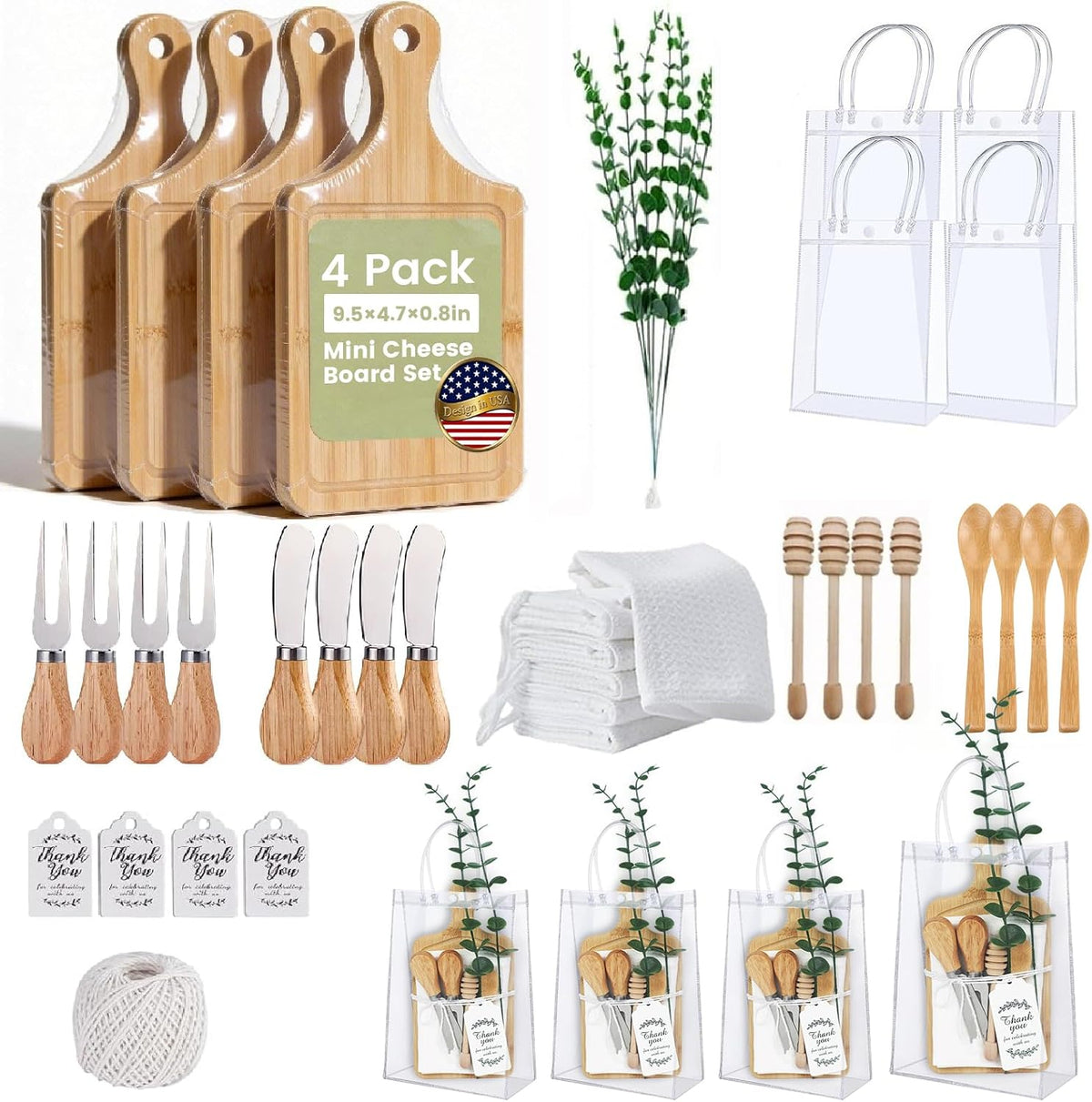 6 Sets Baby Shower Game Prizes Mini Charcuterie Boards Bridal Shower Prizes (6 Sets)