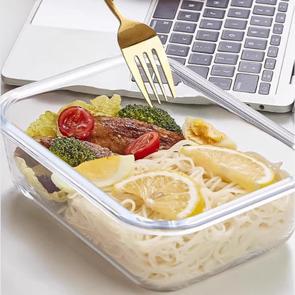 Glass Food Storage Containers Clear35 Oz2 Pack Set with Airtight Snap-Lock Lids Rectangular BPA-Free for Meal Prep and Leftovers
