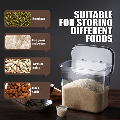 Rice Container - 10 Lbs/5.6KG/5QT Cereal Dispenser Storage Container Bin with Measuring Cup Food Bins Household for Kitchen Pantry Organization (D1065)