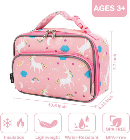 FlowFly Kids Lunch box Insulated Soft Bag Mini Cooler Back to School Thermal Meal Tote Kit for Girls, Boys, Astronaut - Colors B