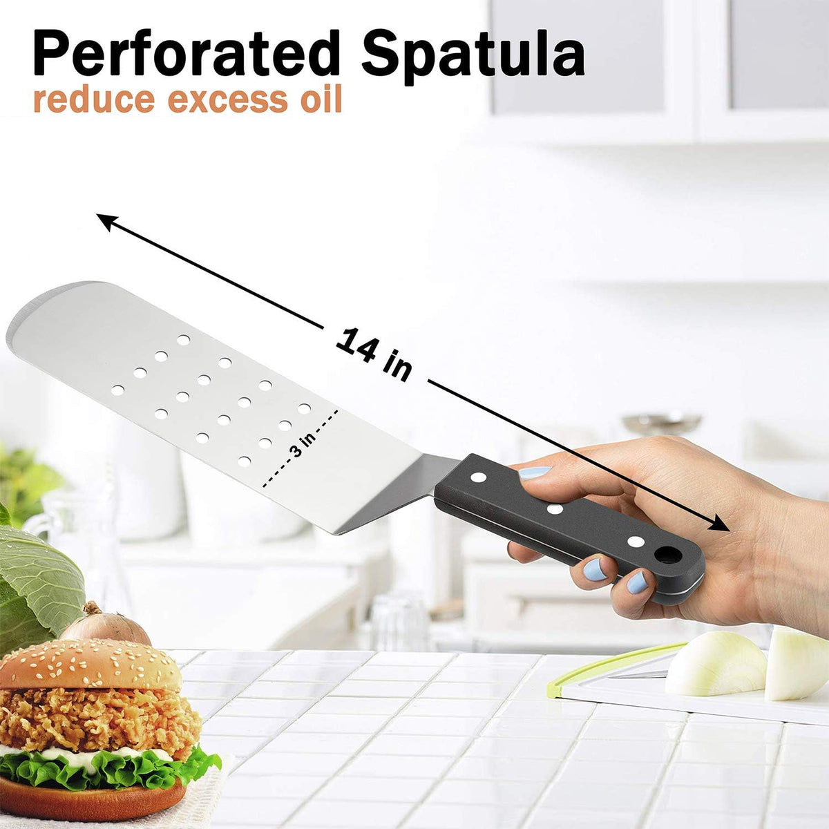 Metal Spatula Set, HaSteeL Stainless Steel Griddle Spatula Tools Kit with Wooden Handle, Heavy Duty Long Pancake Flipper Burger Turner for BBQ Teppanyaki Flat Top Grilling Cooking Outdoor & Indoor