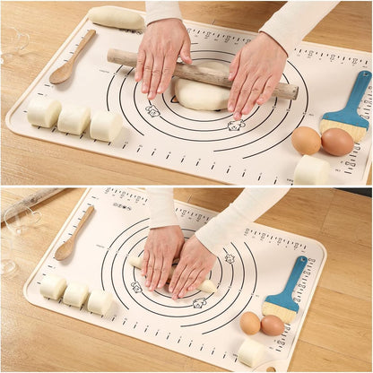 Silicone Pastry Mat 20"*16" Extra Thick Non Stick Baking Mat Food Grade Silicone Dough Rolling Bake Mat with Edge Heightening Blue