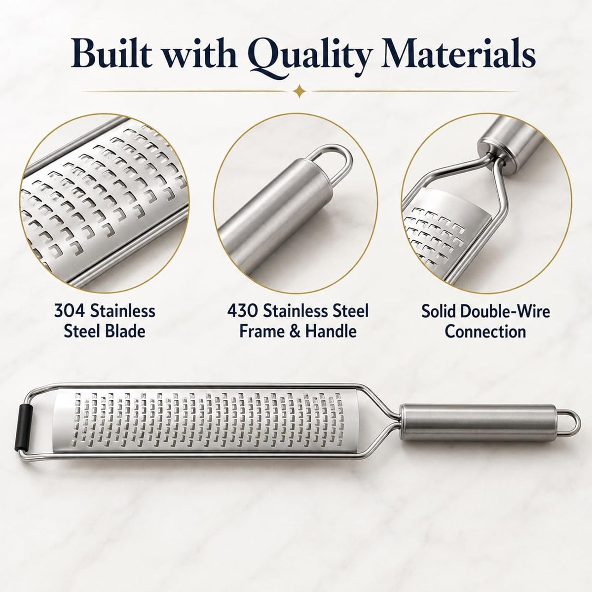 Fine Lemon Zester and Parmesan Cheese Grater, 304 Stainless Steel Blade