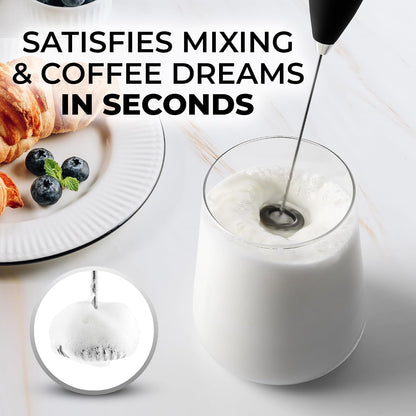 Zulay Kitchen Rechargeable Milk Frother Handheld - Frother Wand, Drink Mixer, Electric Whisk Frother, for Cappuccinos, Matcha & Protein Powder - Dynamic 3 Whisk, 3 Speed 500mAh Black - Colors B