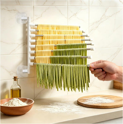 8-Tier Foldable Wall Mounted Noodle Dryer Stand, 180° Swivel