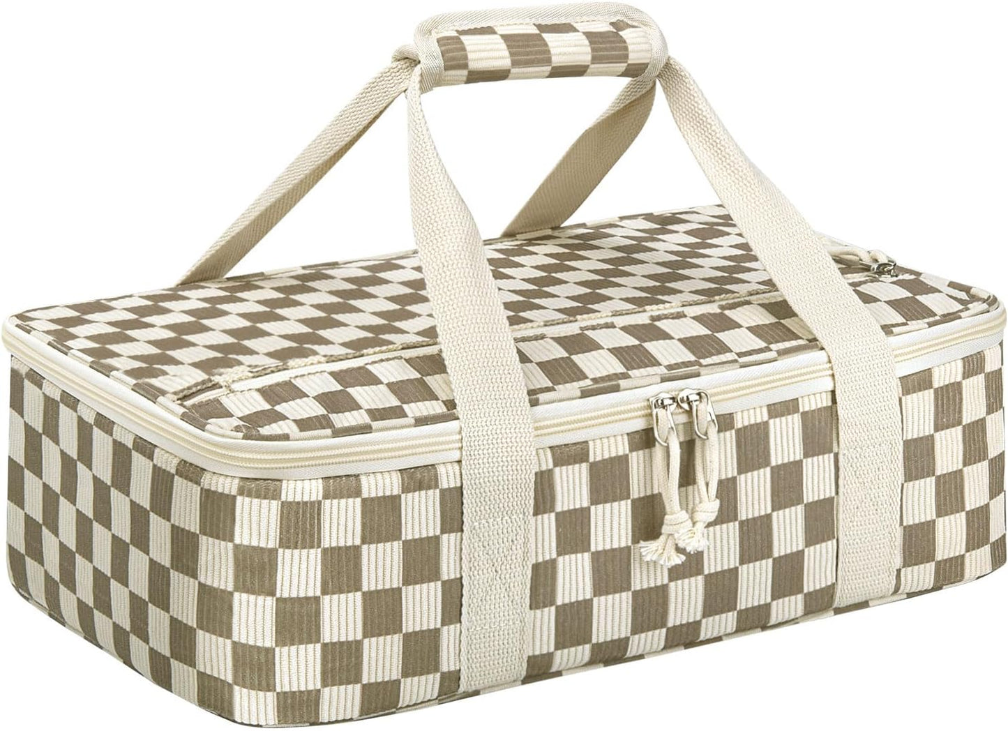Insulated Casserole Carrier, Portable Casserole Carrier for Hot or Cold Food Lunch Tote Warmer or Cooler Bag, Lasagna Lunch Bag for Potluck Parties- Fits 9" x 13" Baking Dish-Charcoal Grey