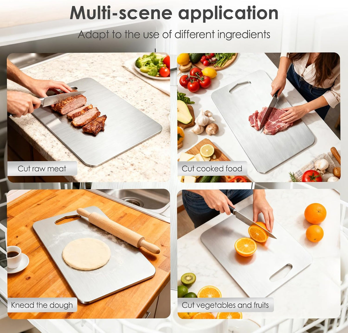 2mm Thicker Upgraded Anti-Slip 3pcs Cutting Boards,316 Food Grade Stainless Steel,Healthy Kitchen Cutting Board, Perfect for Chefs,Campers,And Gifts,17.7x11.8in,14.2x9.8in,11.8x9.1in