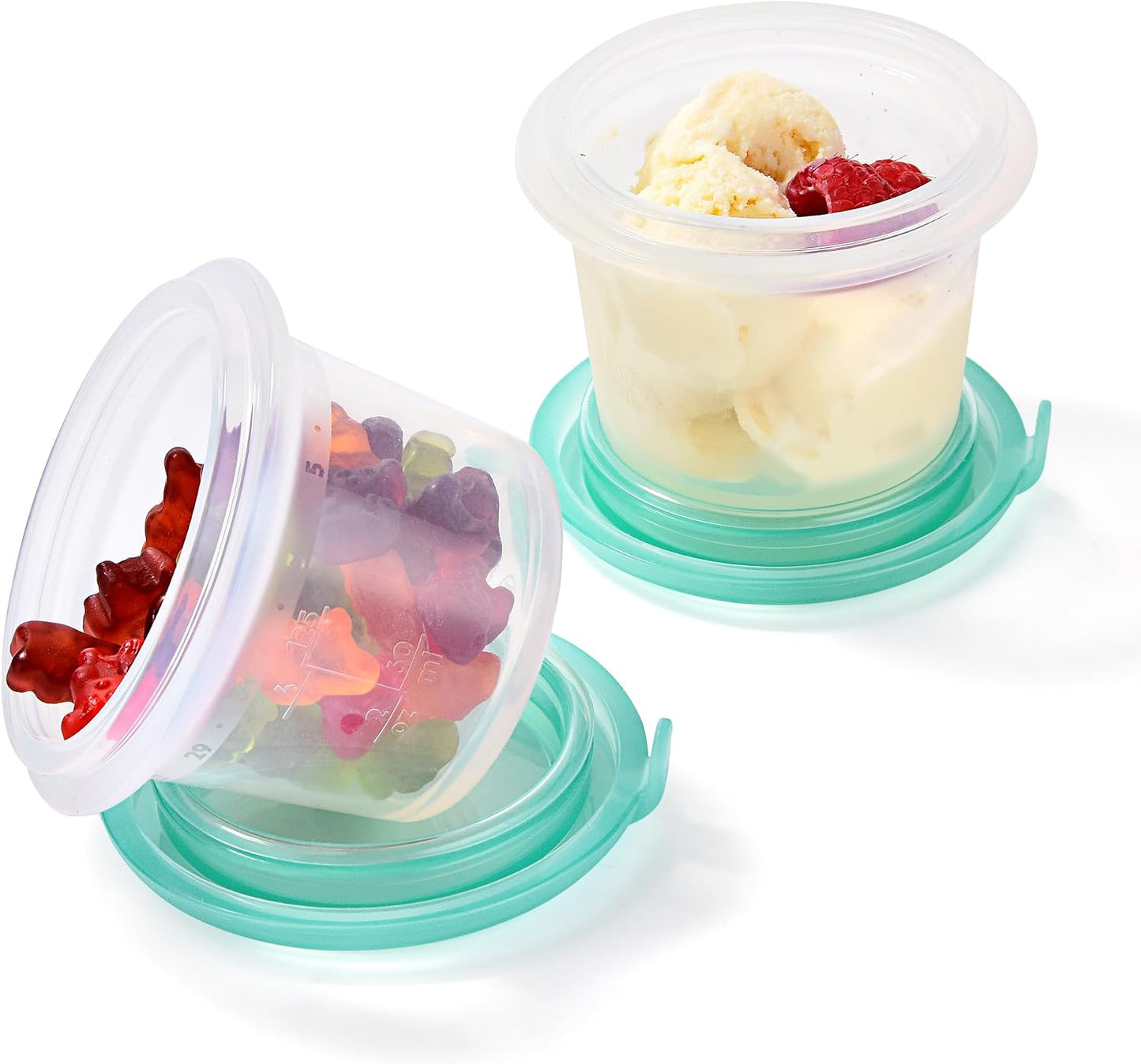 U-Taste Silicone Food Storage Containers Set: Meal Prep Box with Airtight Lid, Freezer & Microwave Safe, Date Marking Circle, Clear cup/oz/ml Measurement for Dry & Wet Deli -2oz/4oz/8oz/16oz, Aqua Sky
