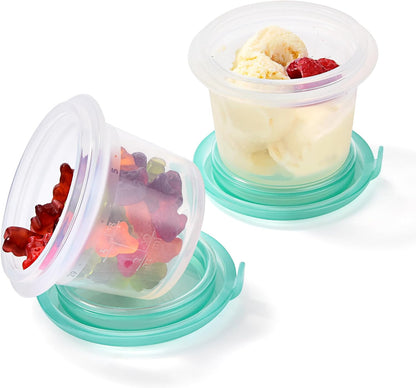 U-Taste Silicone Food Storage Containers Set: Meal Prep Box with Airtight Lid, Freezer & Microwave Safe, Date Marking Circle, Clear cup/oz/ml Measurement for Dry & Wet Deli -2oz/4oz/8oz/16oz, Aqua Sky
