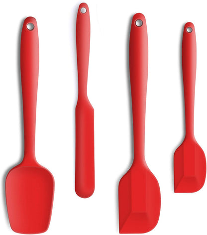 4 Piece Silicone Spatula Set, Flexible Heat Resistant Non-scratch Baking Cooking Rubber Spatulas with Stainless Steel Core, Black