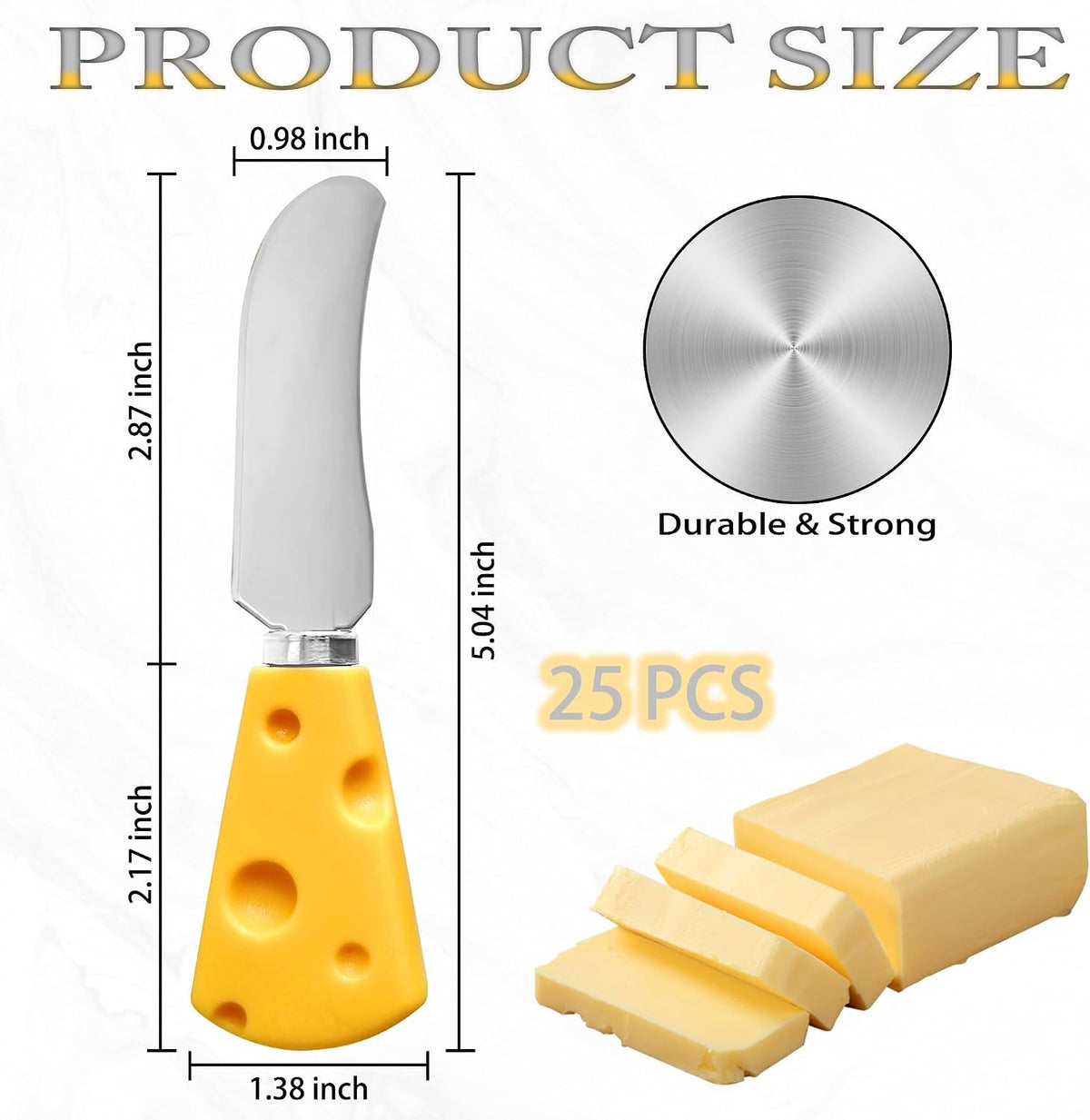 25 Piece Small Cheese Spreader Knives Set, Mini Stainless Steel Butter Knife Spreader with Wooden Handle for for Charcuterie Board, Sandwiches, Cocktail Spreaders, Dips, 4.7 inch