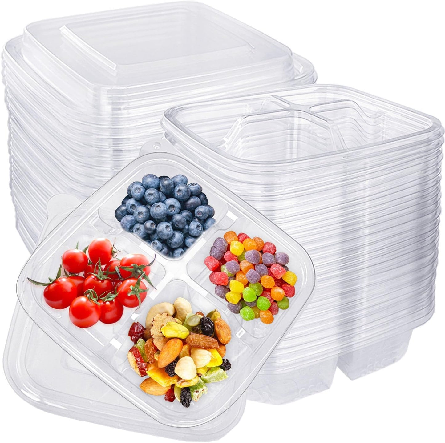 Haawooky 30 Pack Bento Snack Containers,2 compartments Lunchable Containers with Lids,Divided Food Containers for School, Work and Travel