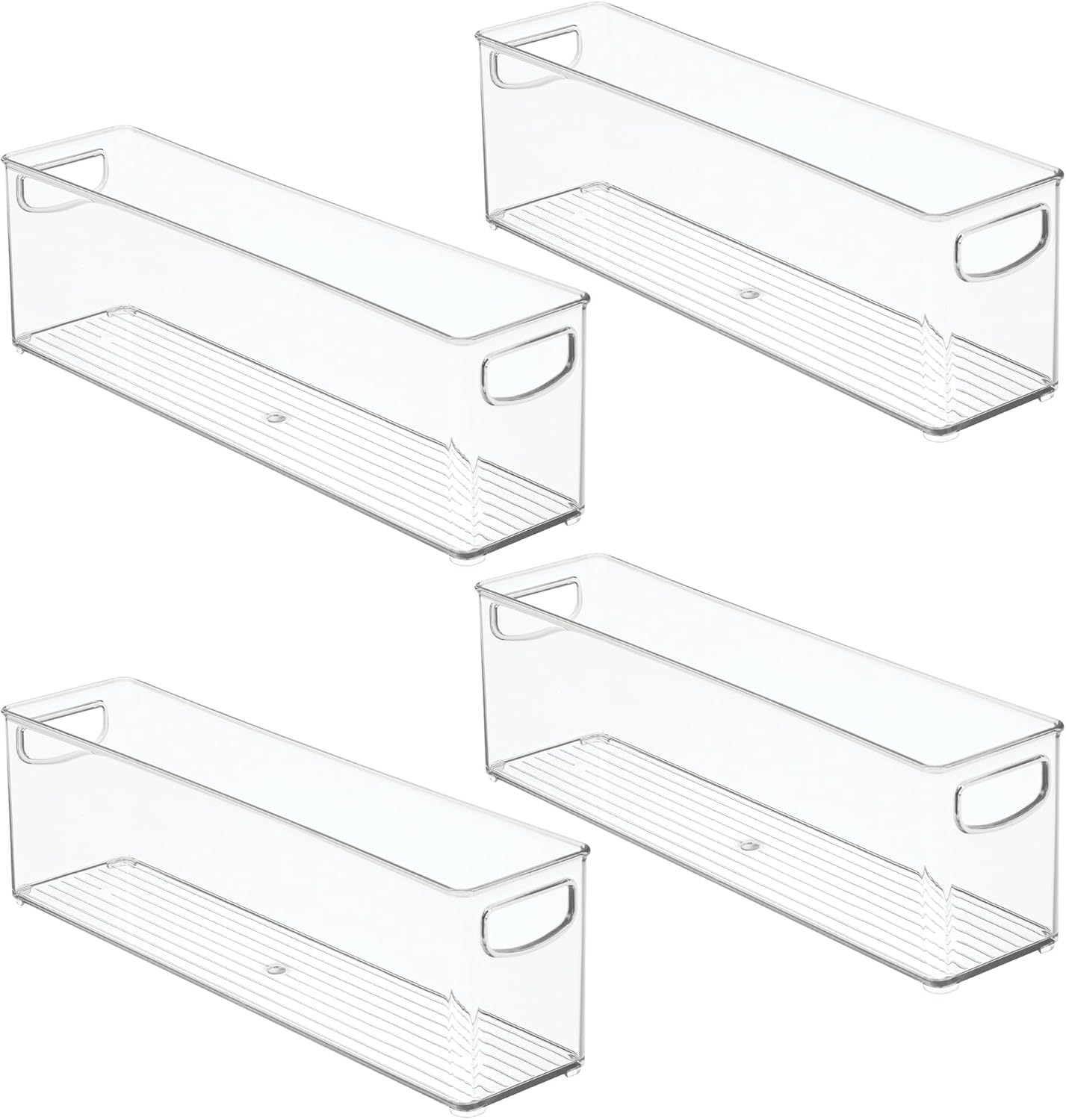 InterDesign iDesign Plastic Stackable Pantry Bin - Storage Bin with Handles for Cabinets or Fridge - Set of 2 - Clear