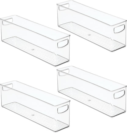 InterDesign iDesign Plastic Stackable Pantry Bin - Storage Bin with Handles for Cabinets or Fridge - Set of 2 - Clear