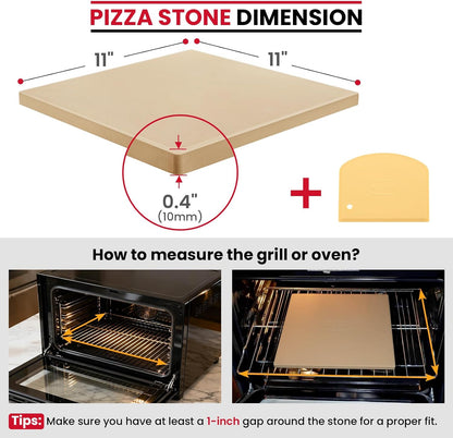 Unicook Pizza Stone for Oven Grill, 12" x 11" Rectangular Cordierite Stone