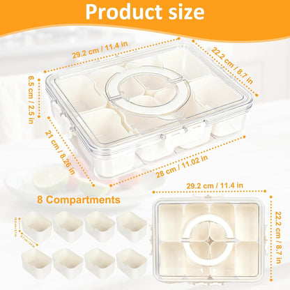Snackle Box Taco Bar Serving Set for a Party - Divided Lazy Susan Serving Tray - Taco Tuesday Kit - Chip and Dip Serving Set for Party - PET Rotating Appetizer Serving Tray (12"x3.9")