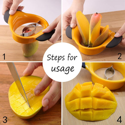 PCTC 2 Pack Mango Slicer Stainless Steel Fruit Tool